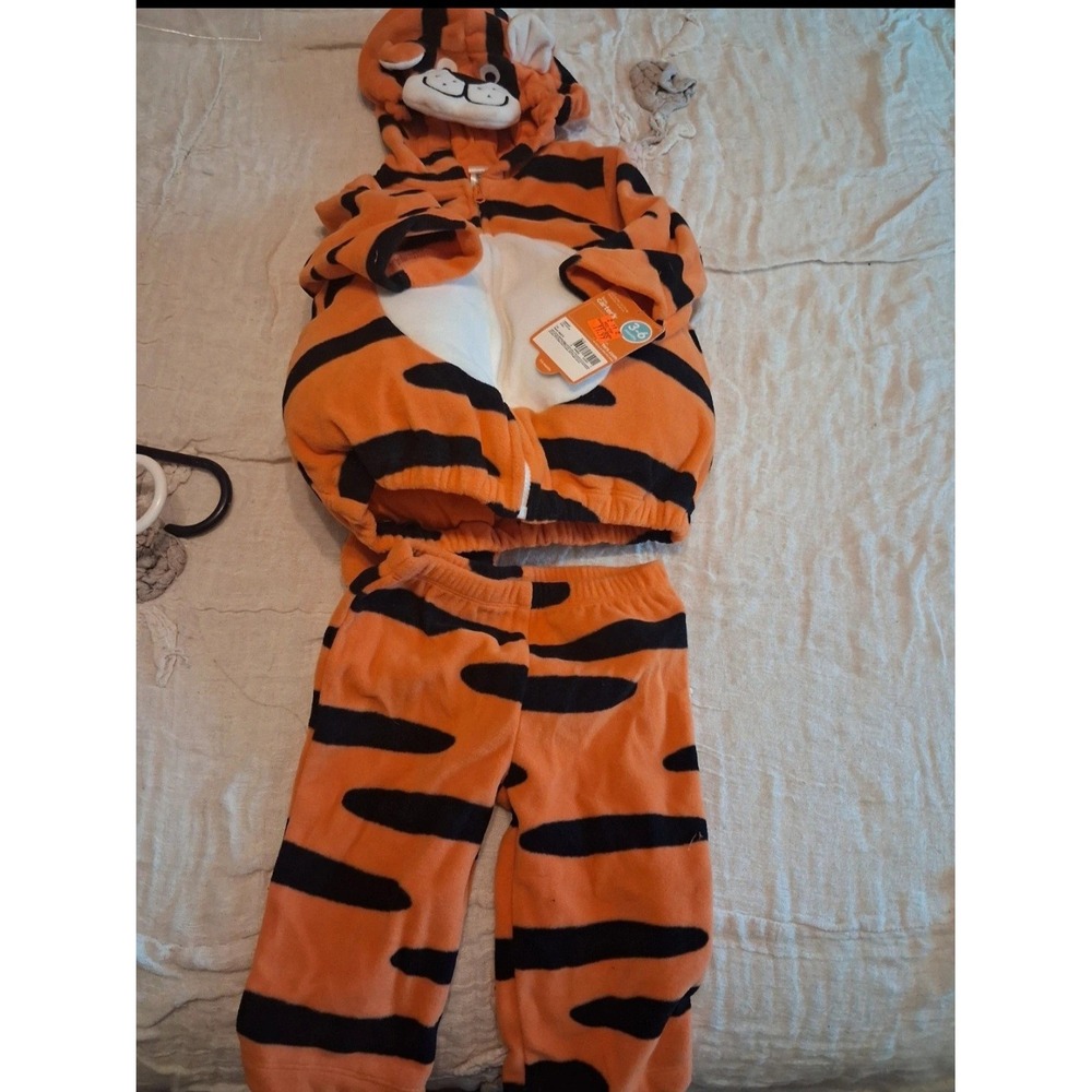 Carters Baby Tiger Halloween Costume 2 Piece Fleece Set Orange Black 3-6 Months
